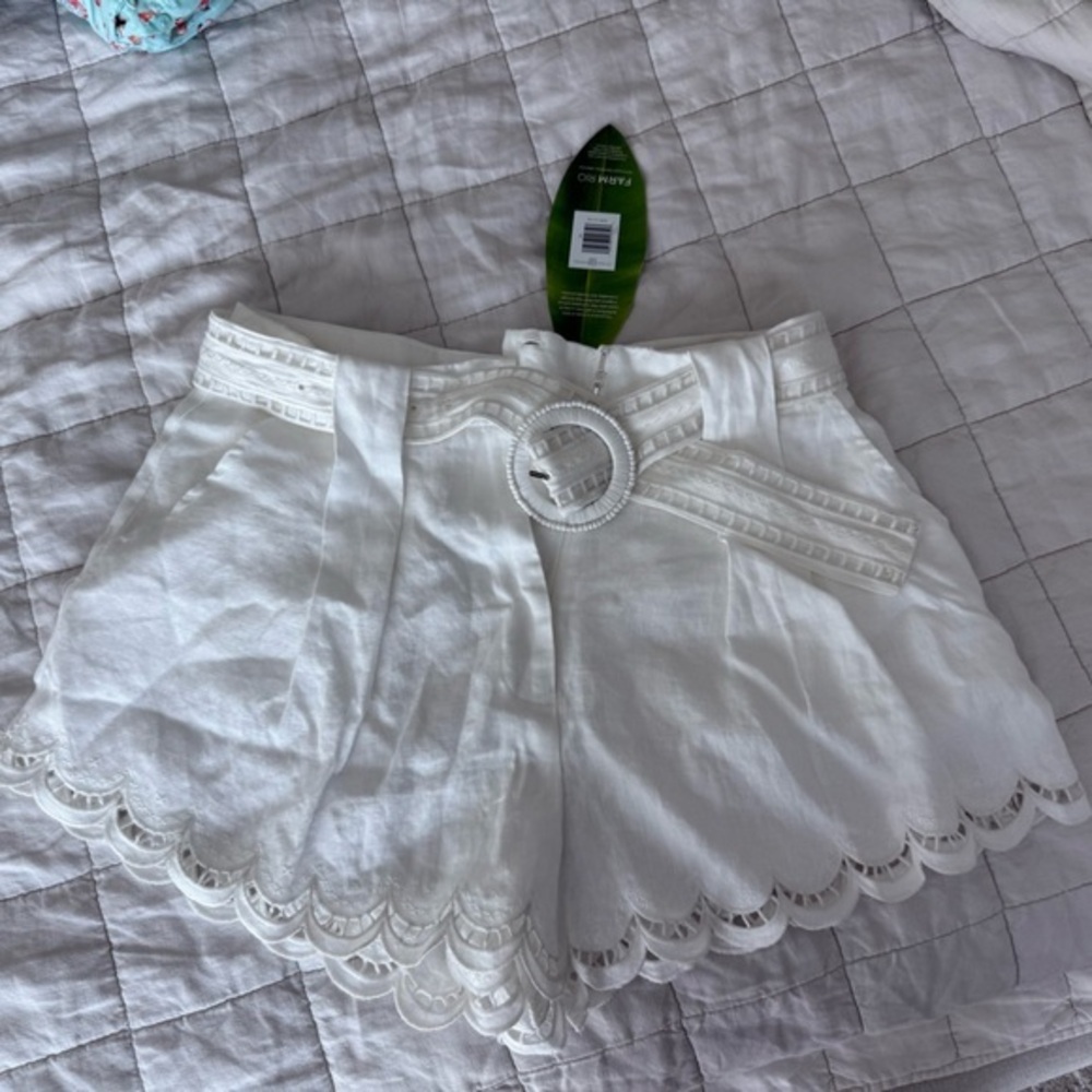 White Lace Trim Skirt with Belt